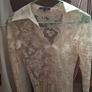 White Karen Kane lace blouse